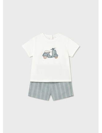 Conj. bermuda lino aplique