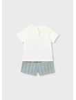 Conj. bermuda lino aplique