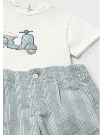 Conj. bermuda lino aplique