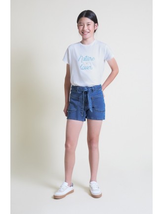 Short vaquero lazo cintura