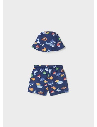 Conjunto bañador y gorro peces