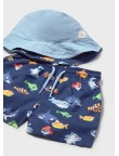 Conjunto bañador y gorro peces