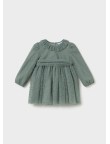 Vestido bebé de tul bordado con cuello volante