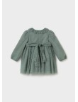 Vestido bebé de tul bordado con cuello volante