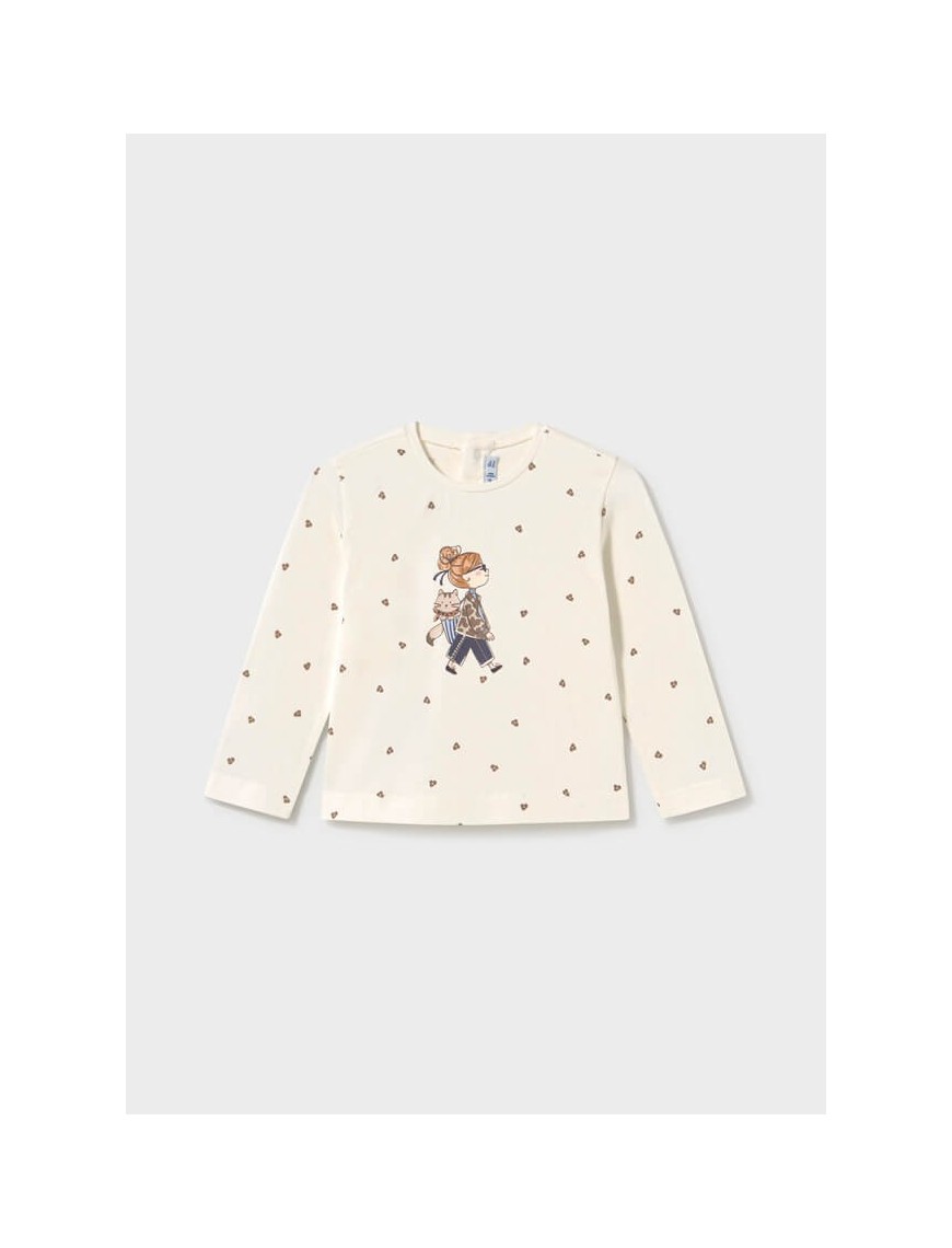 Camiseta niña con gatito Mayoral