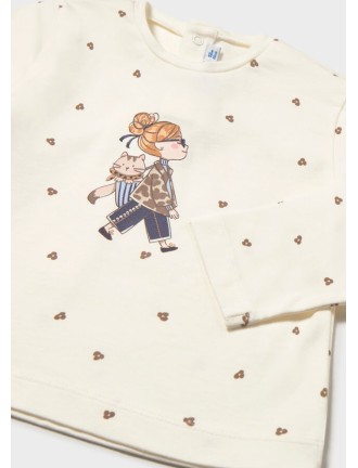 Camiseta niña con gatito Mayoral