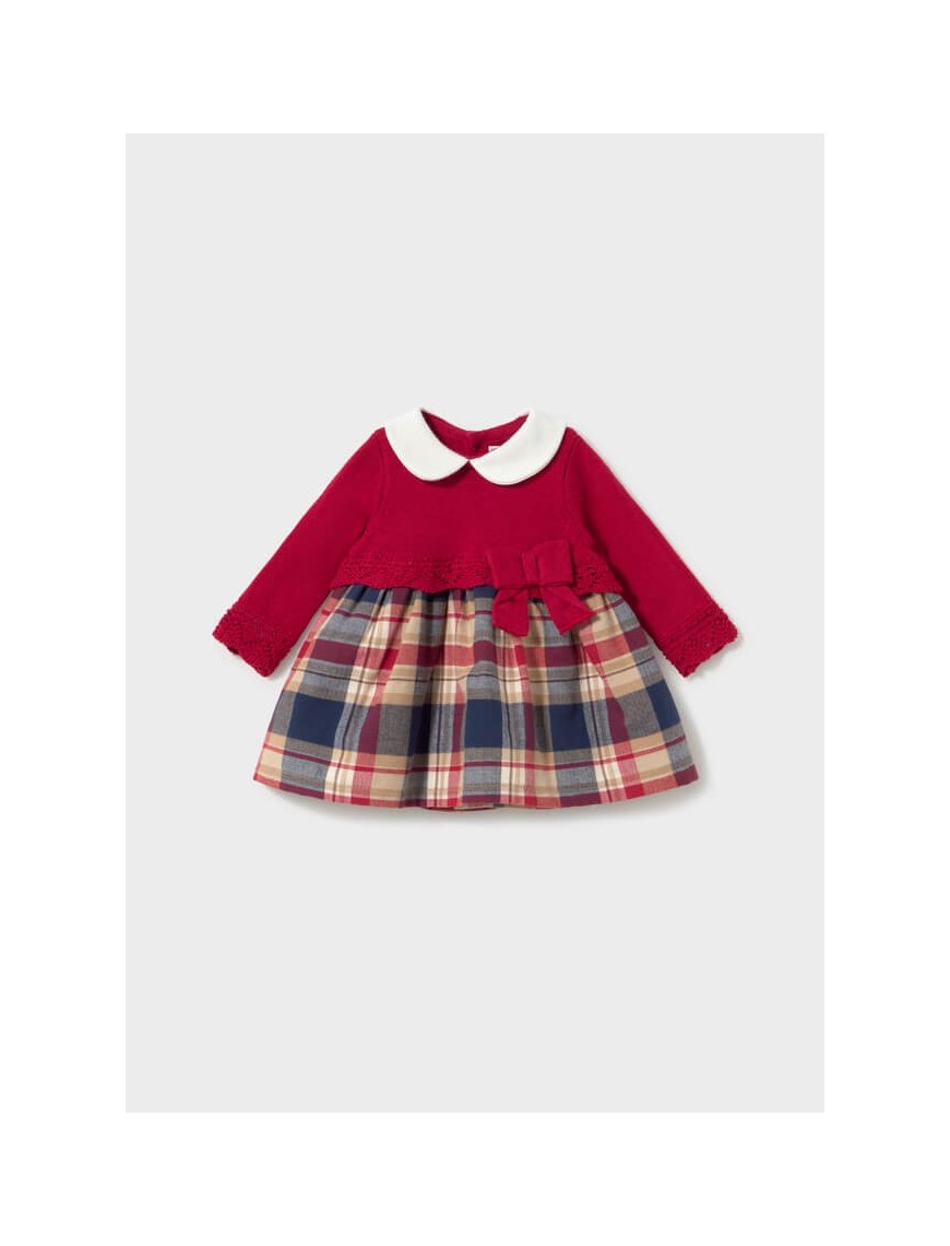 Vestido tricot combinado cuadros Mayoral