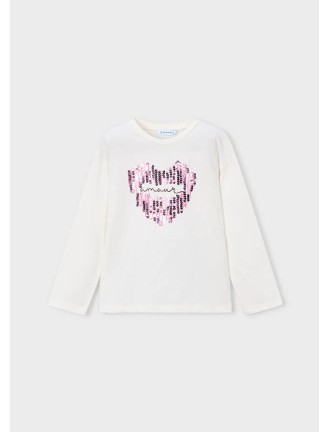 Camiseta corazón lentejuelas Mayoral