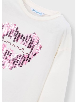 Camiseta corazón lentejuelas Mayoral