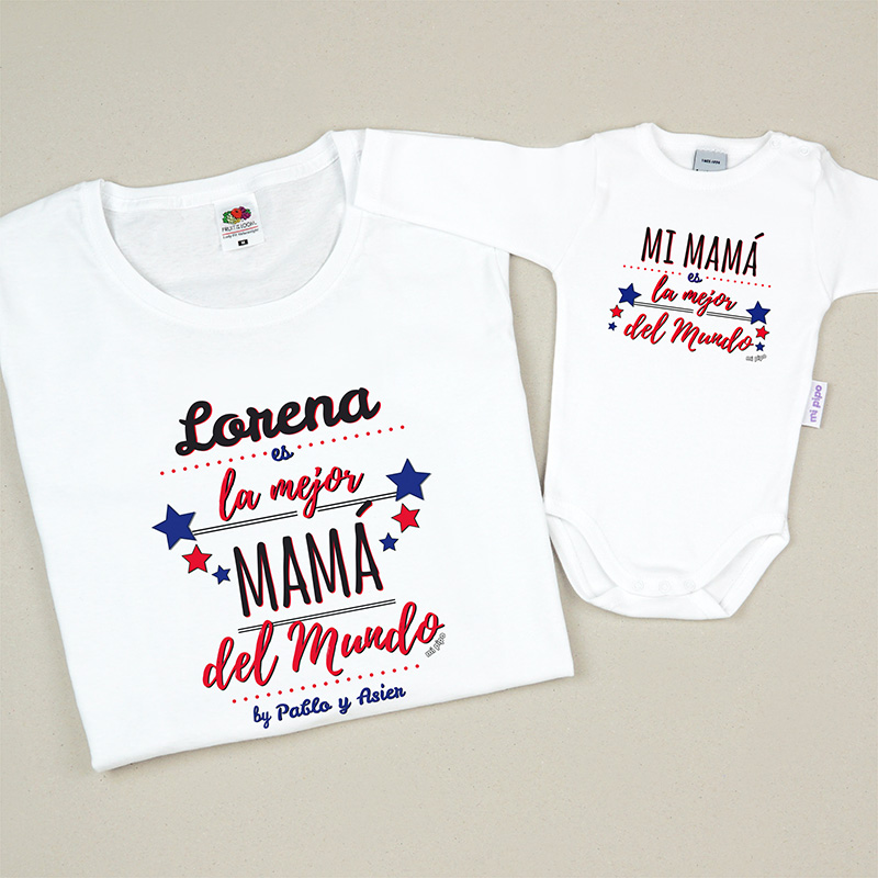 Pack 2 Prendas Personalizadas La mejor Mamá del mundo by nombre/s