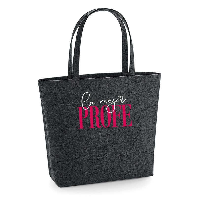 Bolso Shopper fieltro Antracita El/La mejor + profesión - Imagen 3