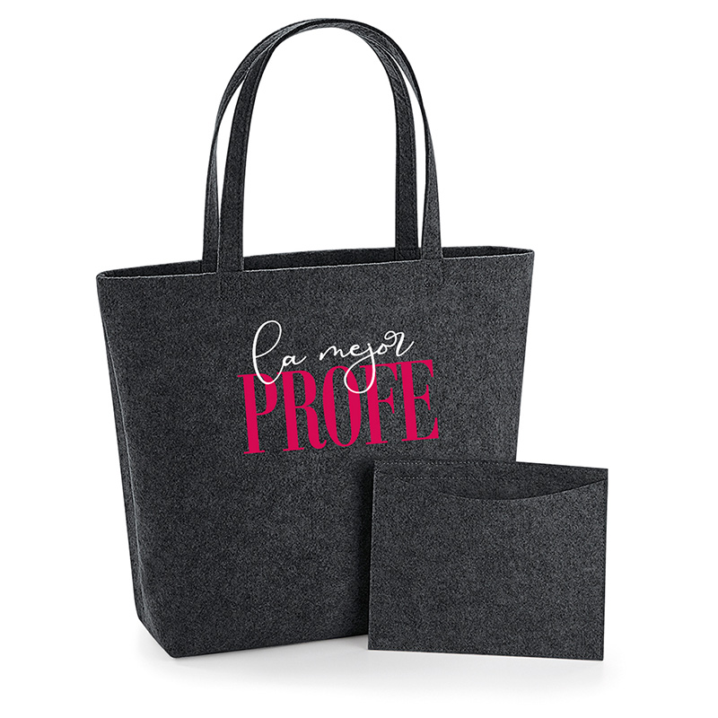 Bolso Shopper fieltro Antracita El/La mejor + profesión - Imagen 5
