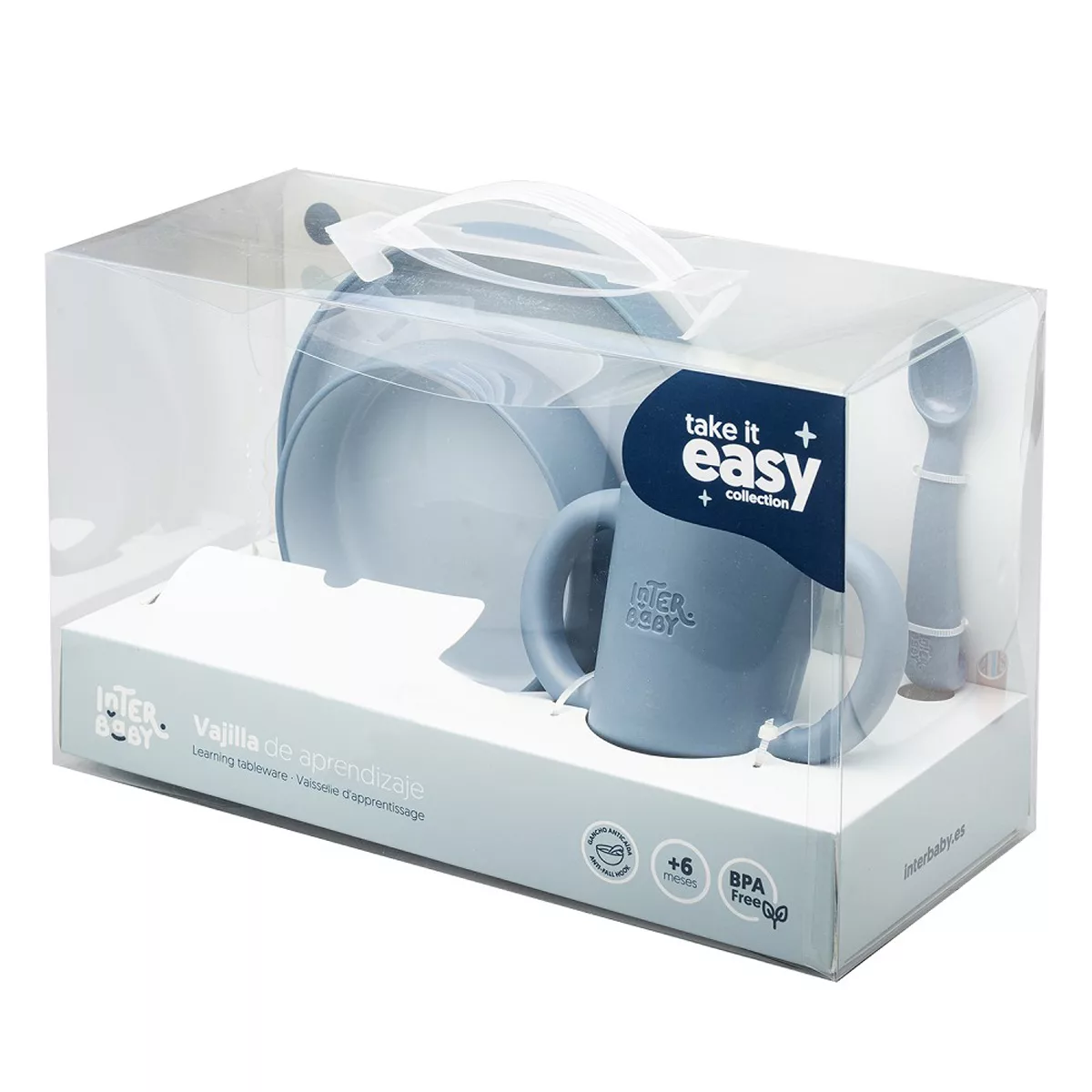 Vajilla 4 piezas azul aprendizaje Interbaby - Imagen 2