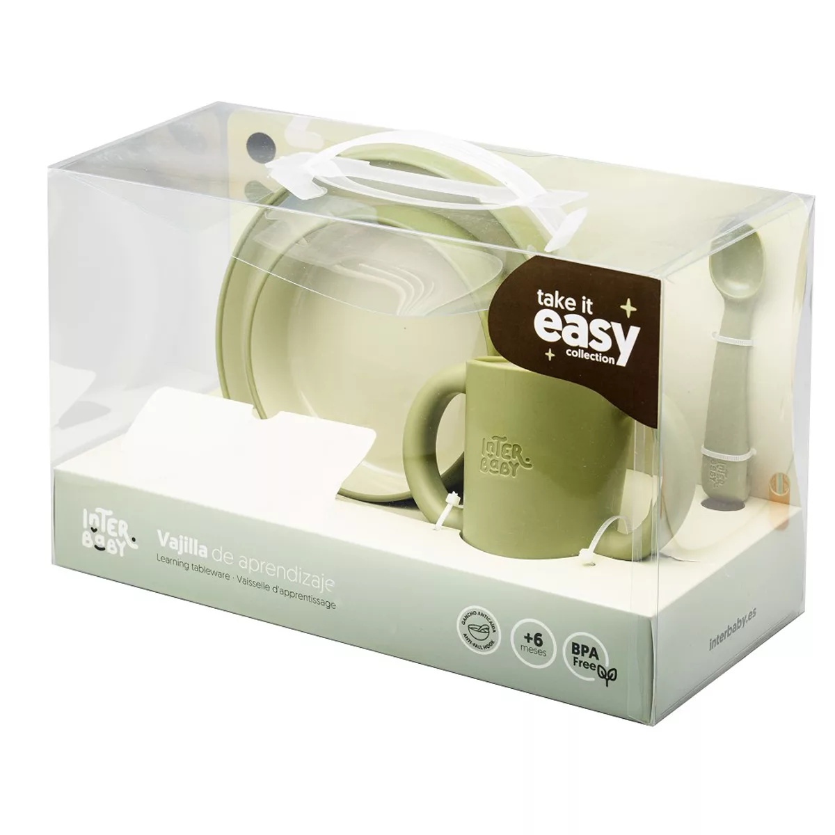 Vajilla 4 piezas aprendizaje verde Interbaby