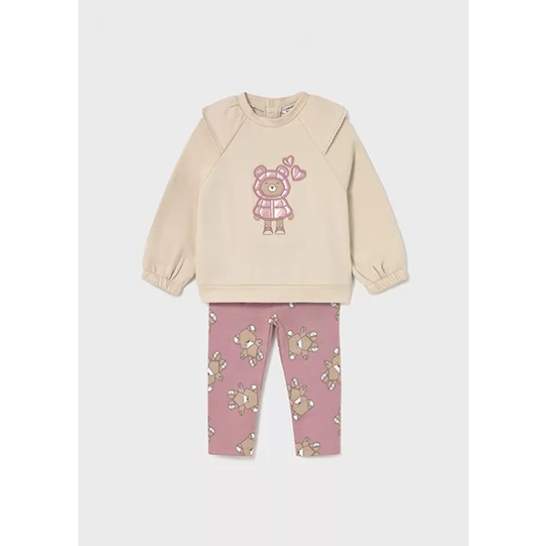 Conjunto legging estampado y sudadera bebé niña Osito Rosa Mayoral