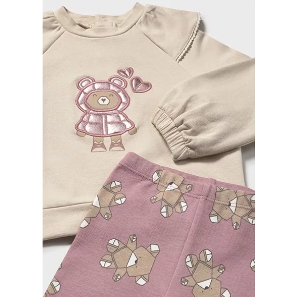 Conjunto legging estampado y sudadera bebé niña Osito Rosa Mayoral - Imagen 3