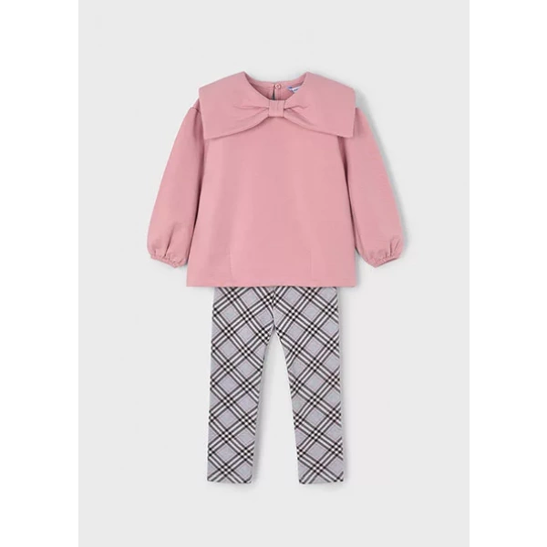 Conjunto niña legging cuadros y sudadera Mayoral