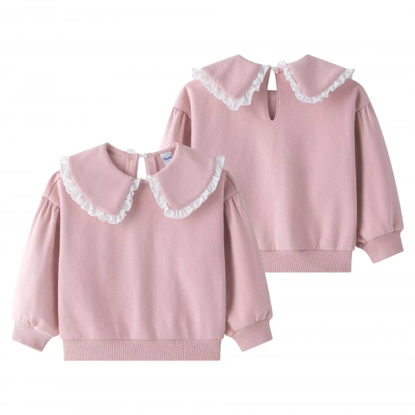 Sudadera niña rosa con cuello Newness - Imagen 2