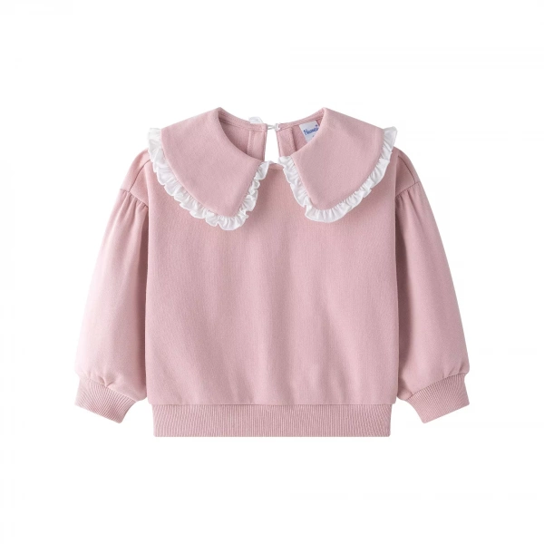 Sudadera niña rosa con cuello Newness - Imagen 3