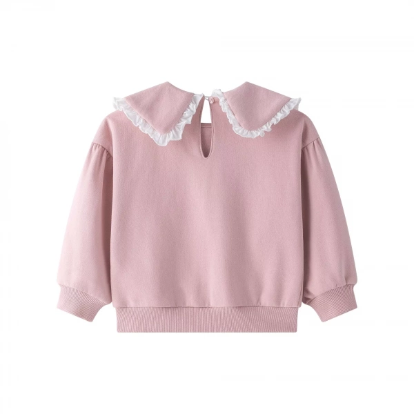 Sudadera niña rosa con cuello Newness - Imagen 4