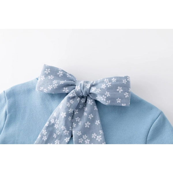 Sudadera niña azul con flores volante Newness - Imagen 5