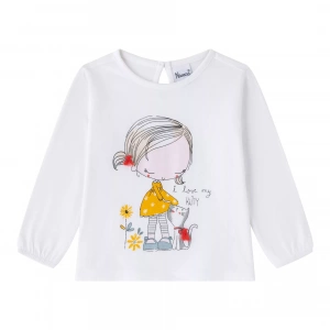 Camiseta bebé niña y gatito Newness
