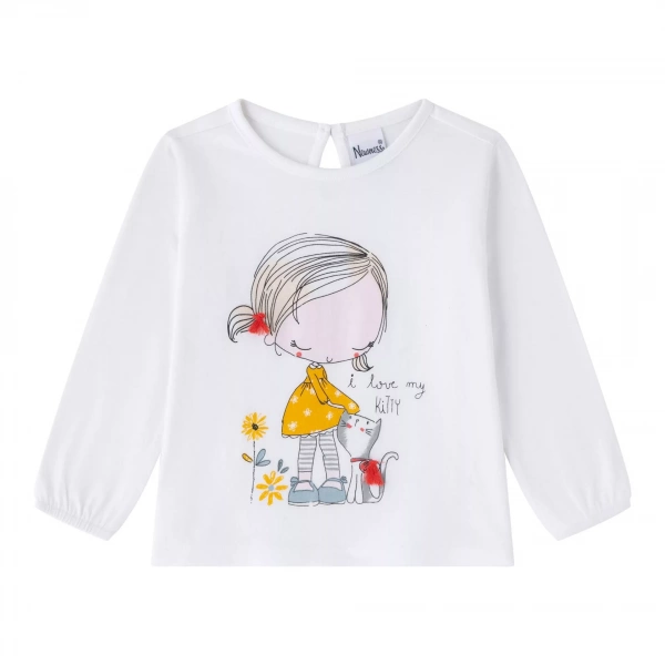 Camiseta bebé niña y gatito Newness