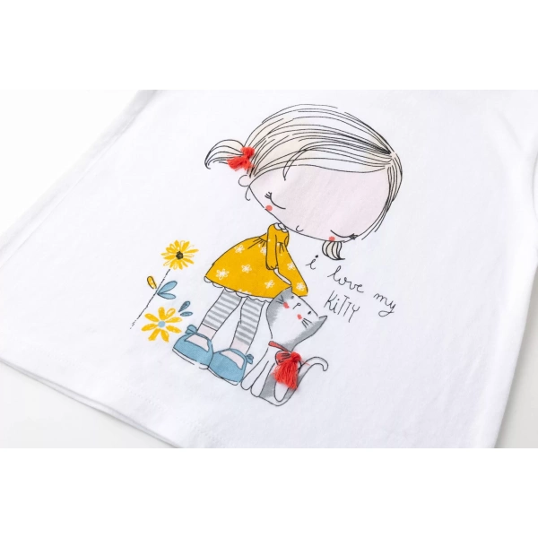 Camiseta bebé niña y gatito Newness - Imagen 3