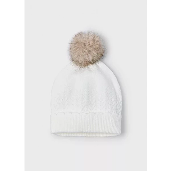Gorro pompón blanco Mayoral