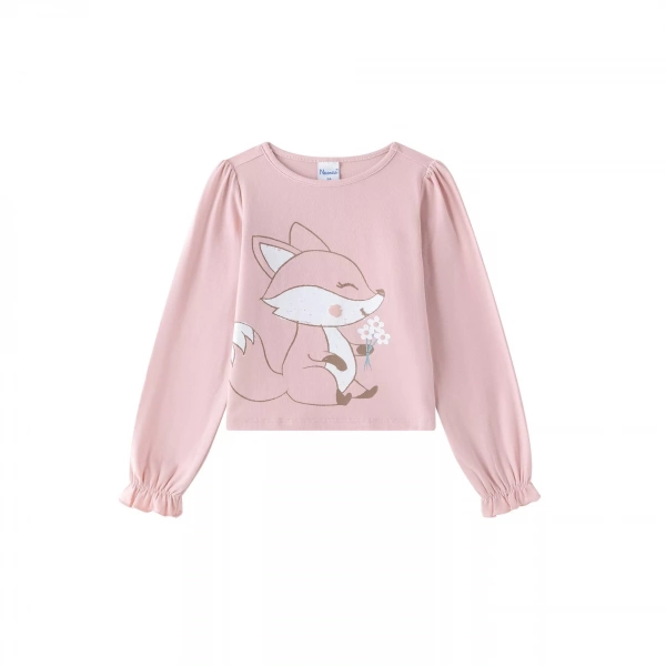 Camiseta niña zorrito rosa Newness - Imagen 2