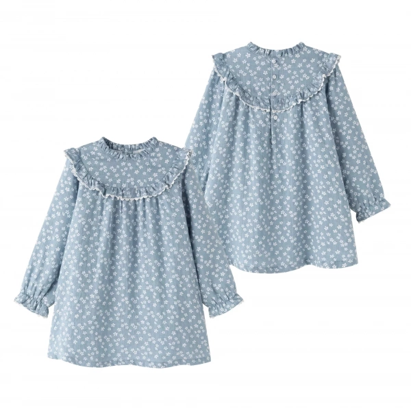 Vestido niña flores azul Newness - Imagen 2