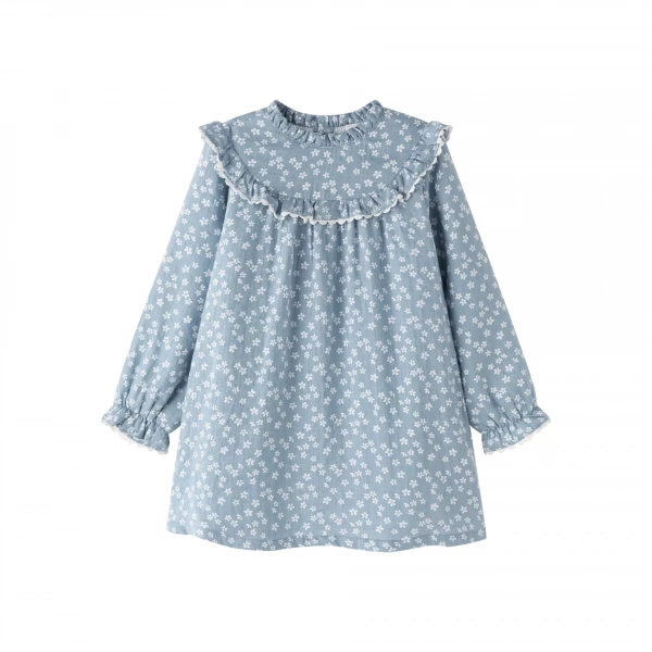 Vestido niña flores azul Newness