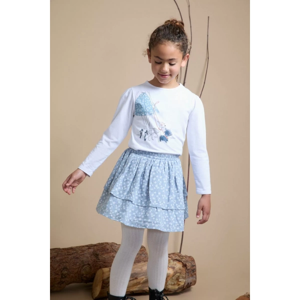 Falda niña flores azul Newness
