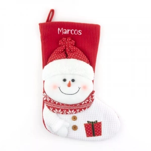 Calcetín Punto Navidad Muñeco nieve personalizado